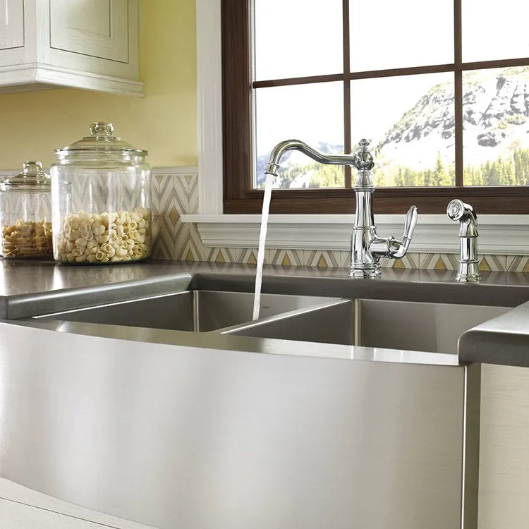 1800 Series 30" Double Bowl Stainless Steel Apron Front Undermount Kitchen Sink