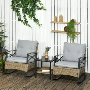 3pc Rattan Bistro Set - Light Gray