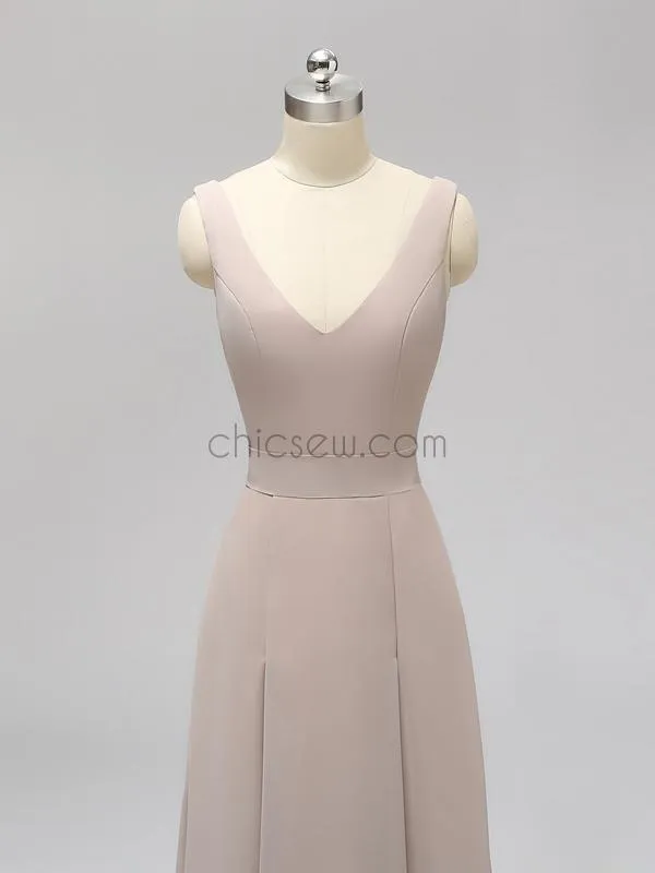 A-Line V-Neck Floor-length Cheap Simple Formal Bridesmaid Dresses,Long Prom Dresses LMX1116