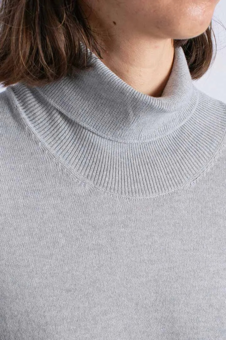 Abito dolcevita in misto cashmere e nylon grigio chiaro