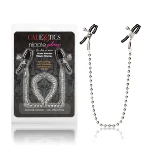 Adjustable Silver Beaded Nipple Clamps - Stylish Body Jewelry for Sensual Play