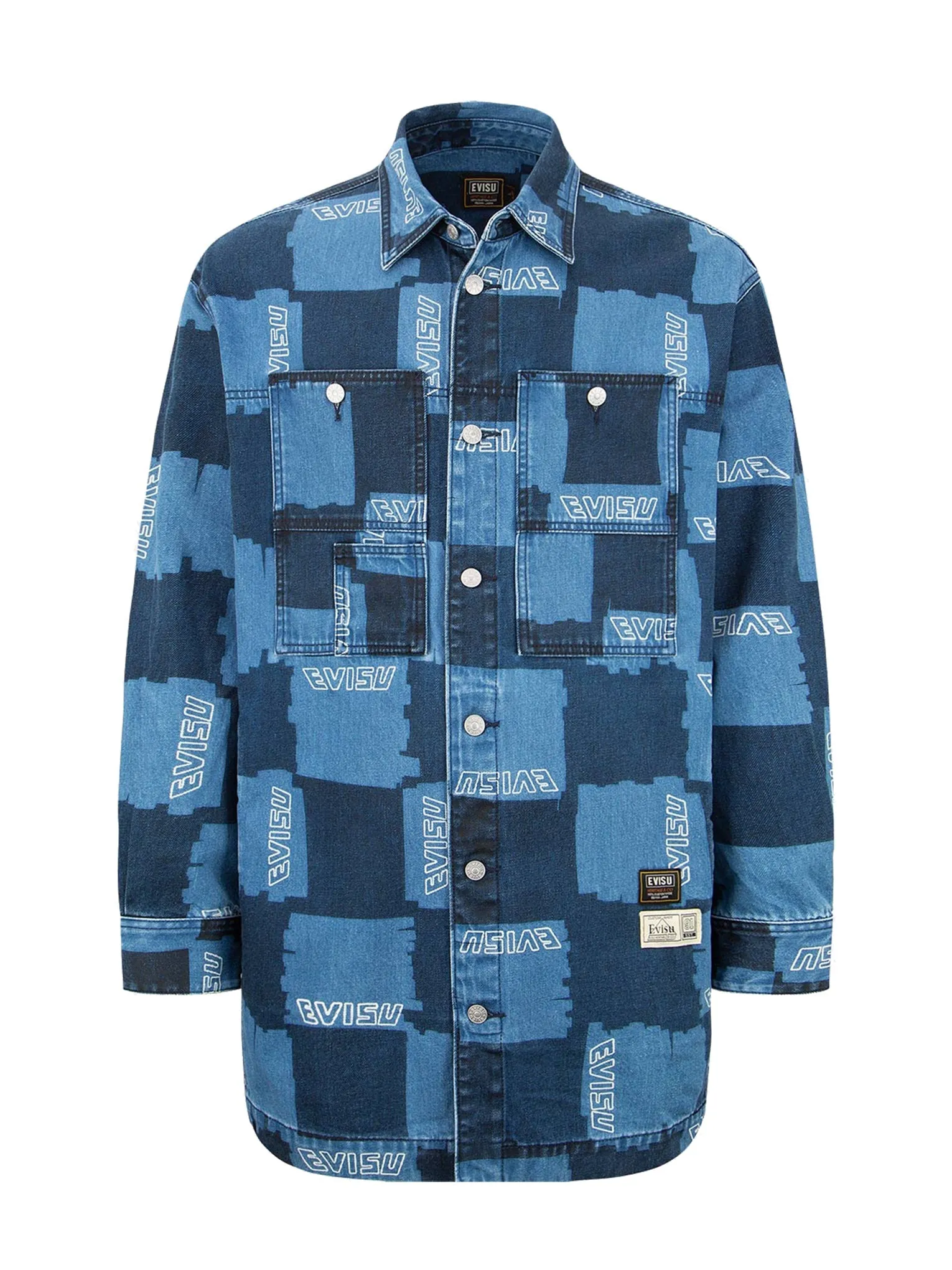 Allover Check Pattern Print Denim Shirt Jacket