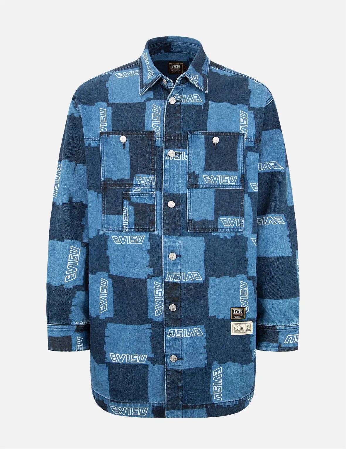 Allover Check Pattern Print Denim Shirt Jacket