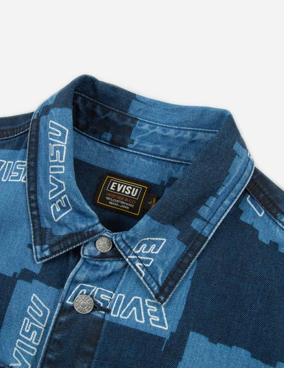 Allover Check Pattern Print Denim Shirt Jacket