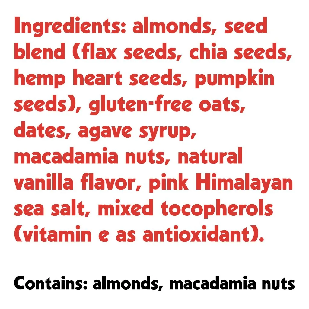 Almond Macadamia Mini Seed   Nut Bar : 24 count