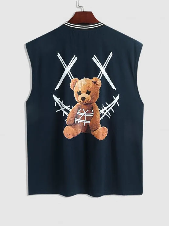 Bear Printed T Shirt And Cargo Shorts