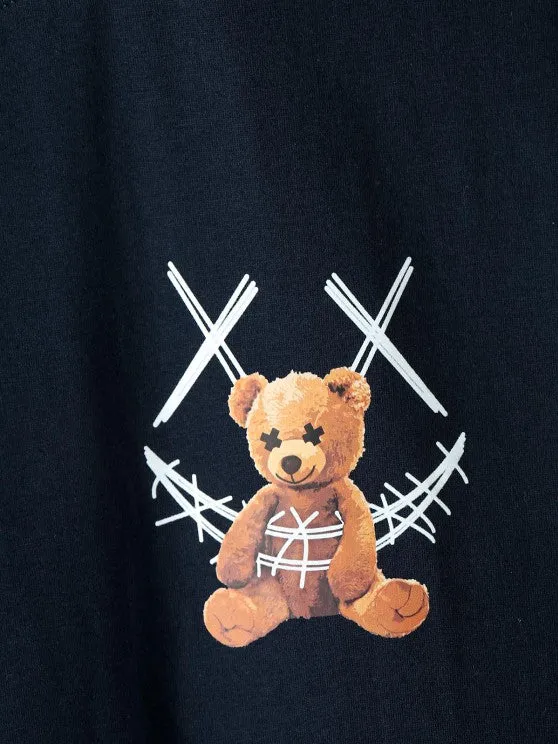 Bear Printed T Shirt And Cargo Shorts