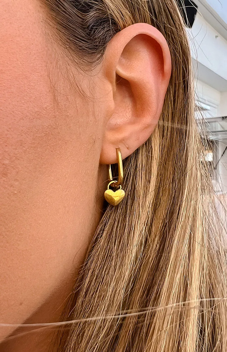 Berni Gold Heart Hoop Earrings