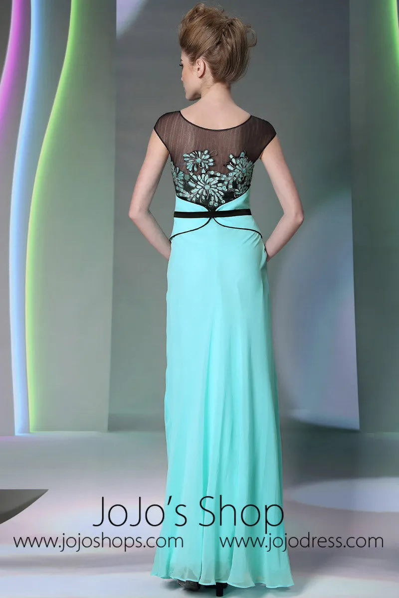 Black And Blue Round Neck Formal Prom Evening Dress DQ830961