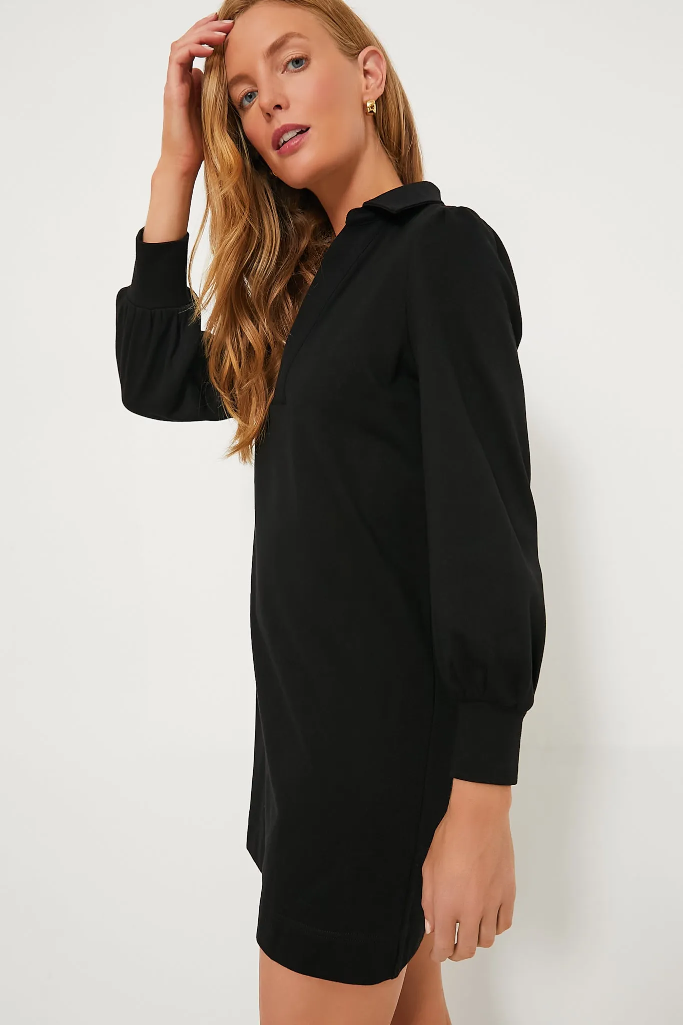 Black Bradley Knit Polo Dress