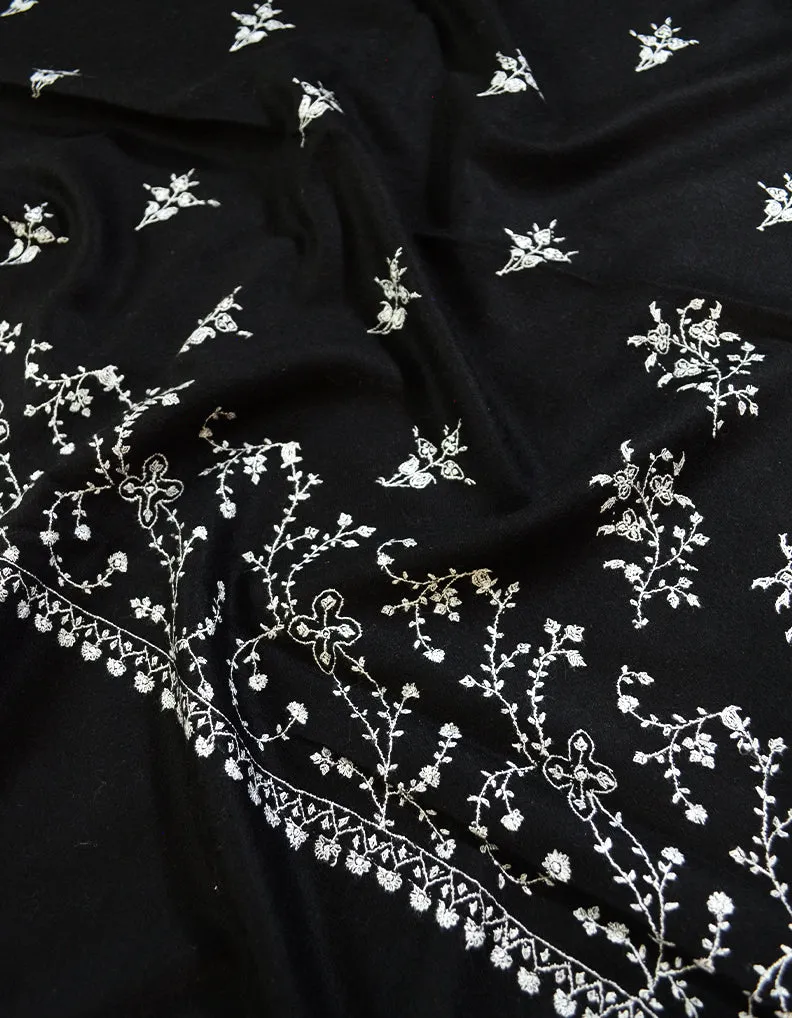 black embroidery pashmina stole 8385