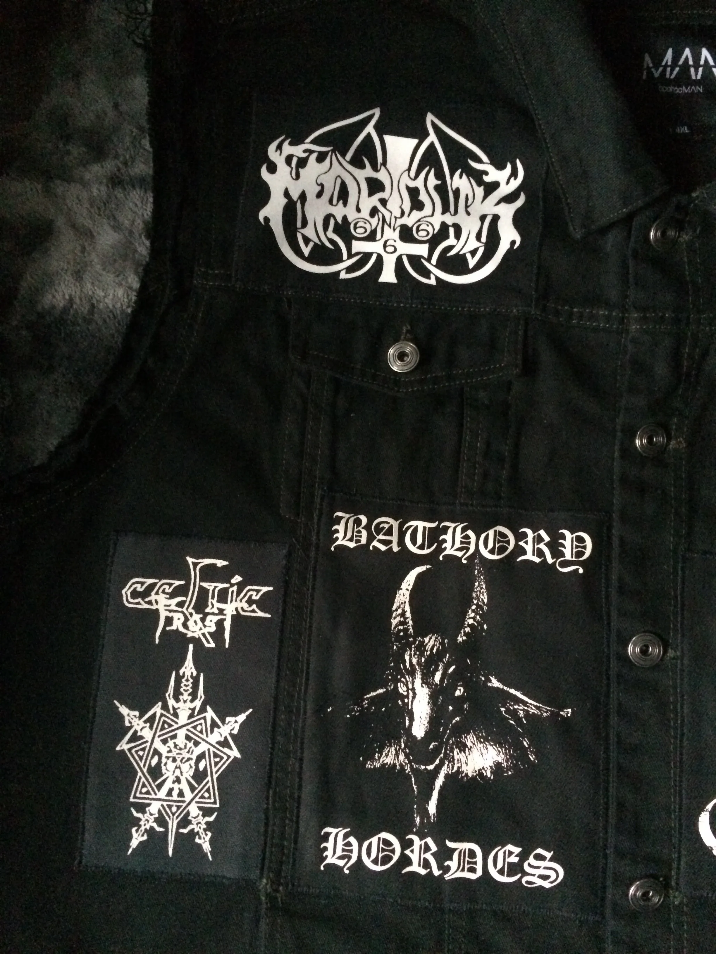 Black Metal Battle Jacket Cut-Off Denim Vest Darkthrone Watain Bathory Dissection Immortal