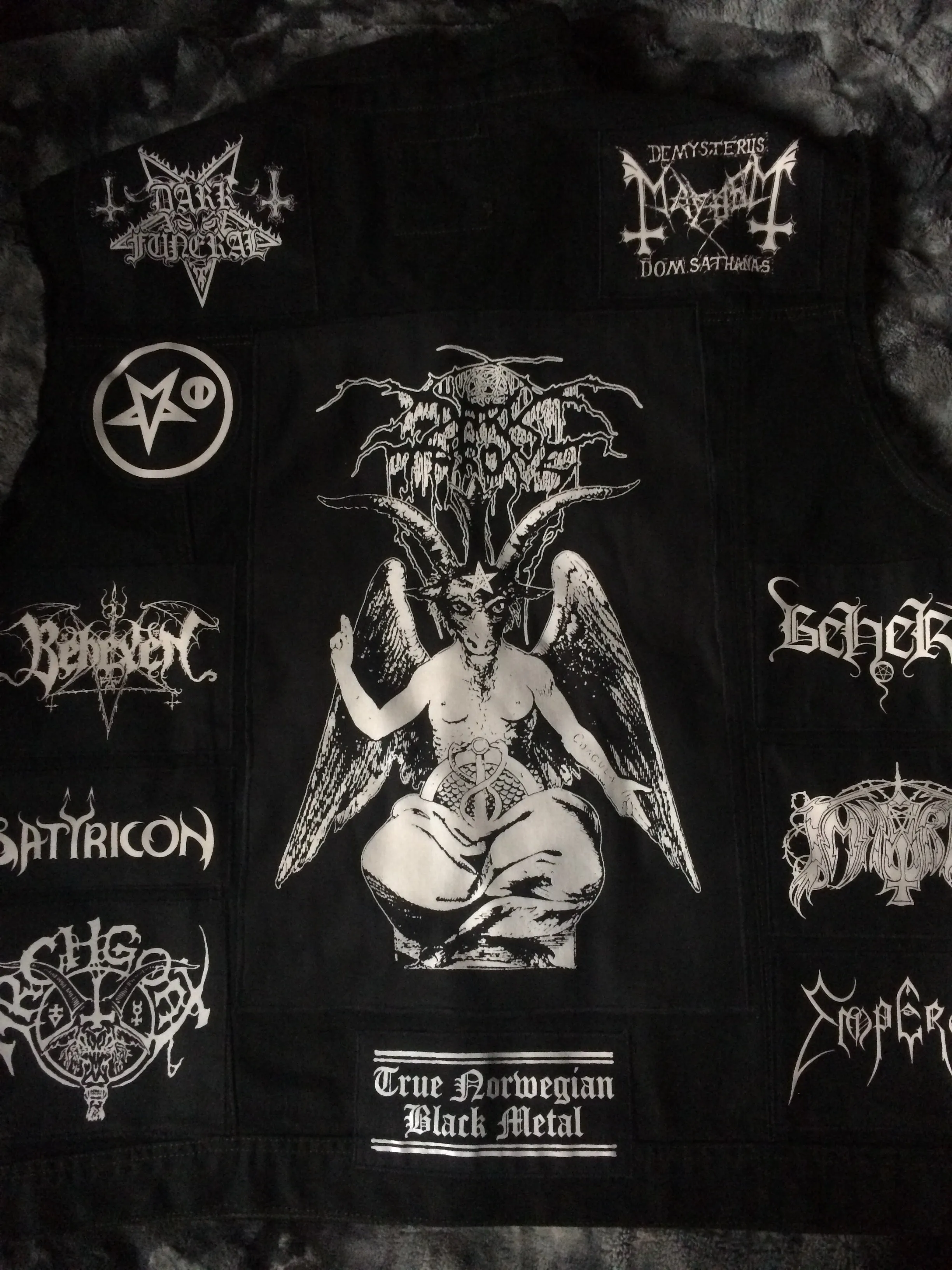 Black Metal Battle Jacket Cut-Off Denim Vest Darkthrone Watain Bathory Dissection Immortal