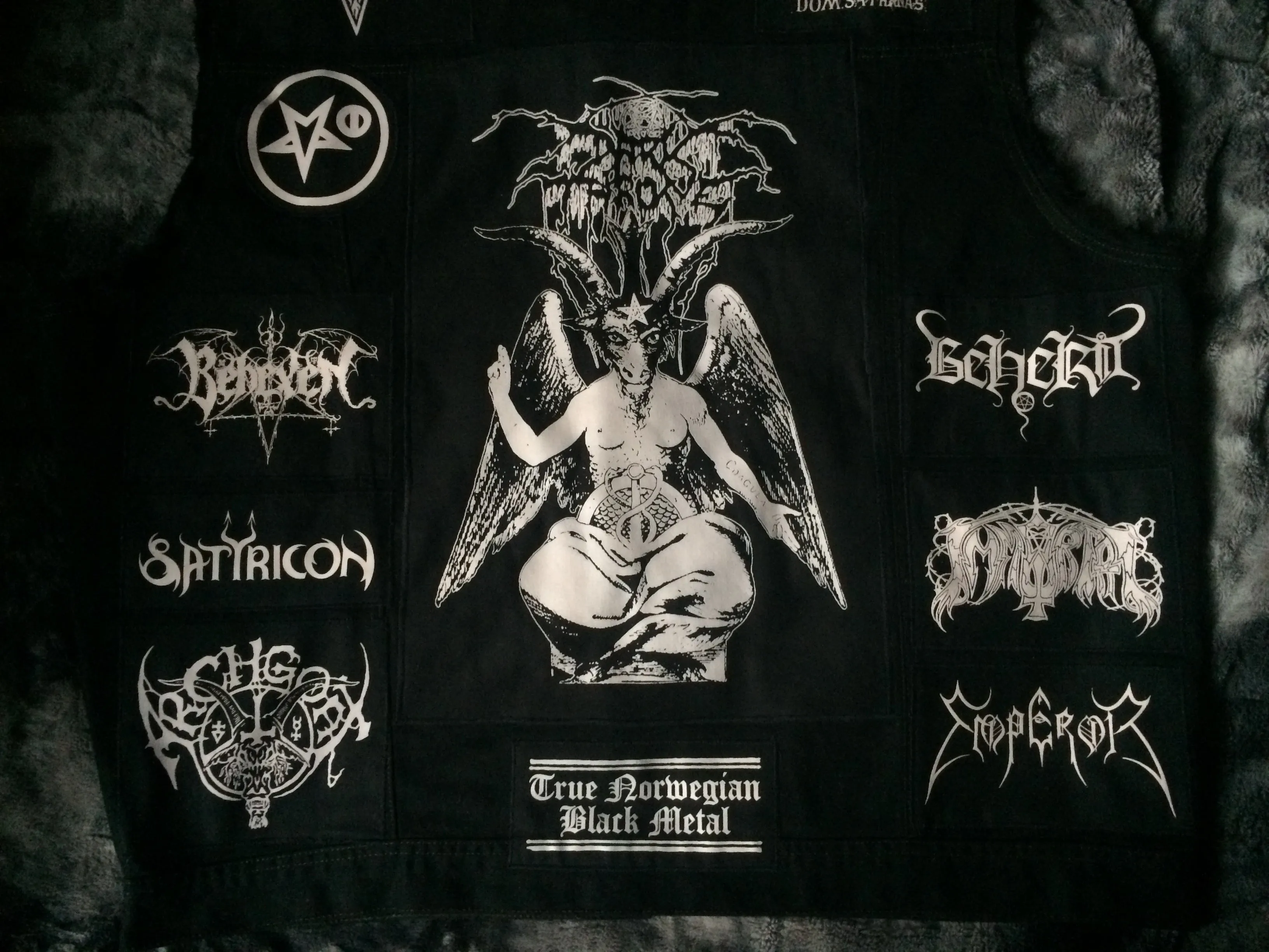 Black Metal Battle Jacket Cut-Off Denim Vest Darkthrone Watain Bathory Dissection Immortal