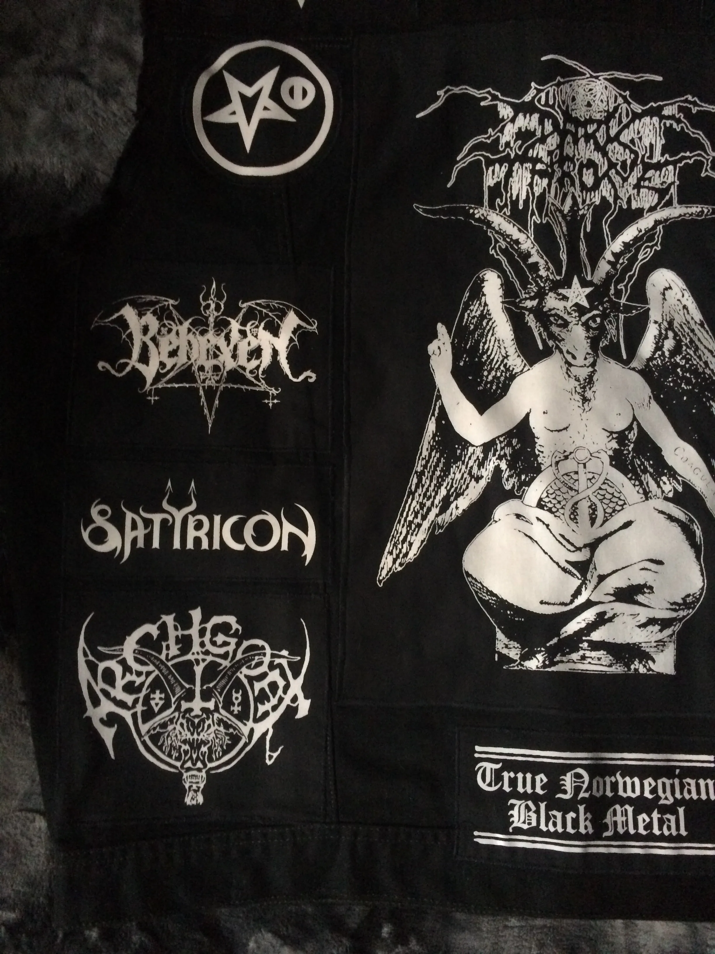 Black Metal Battle Jacket Cut-Off Denim Vest Darkthrone Watain Bathory Dissection Immortal