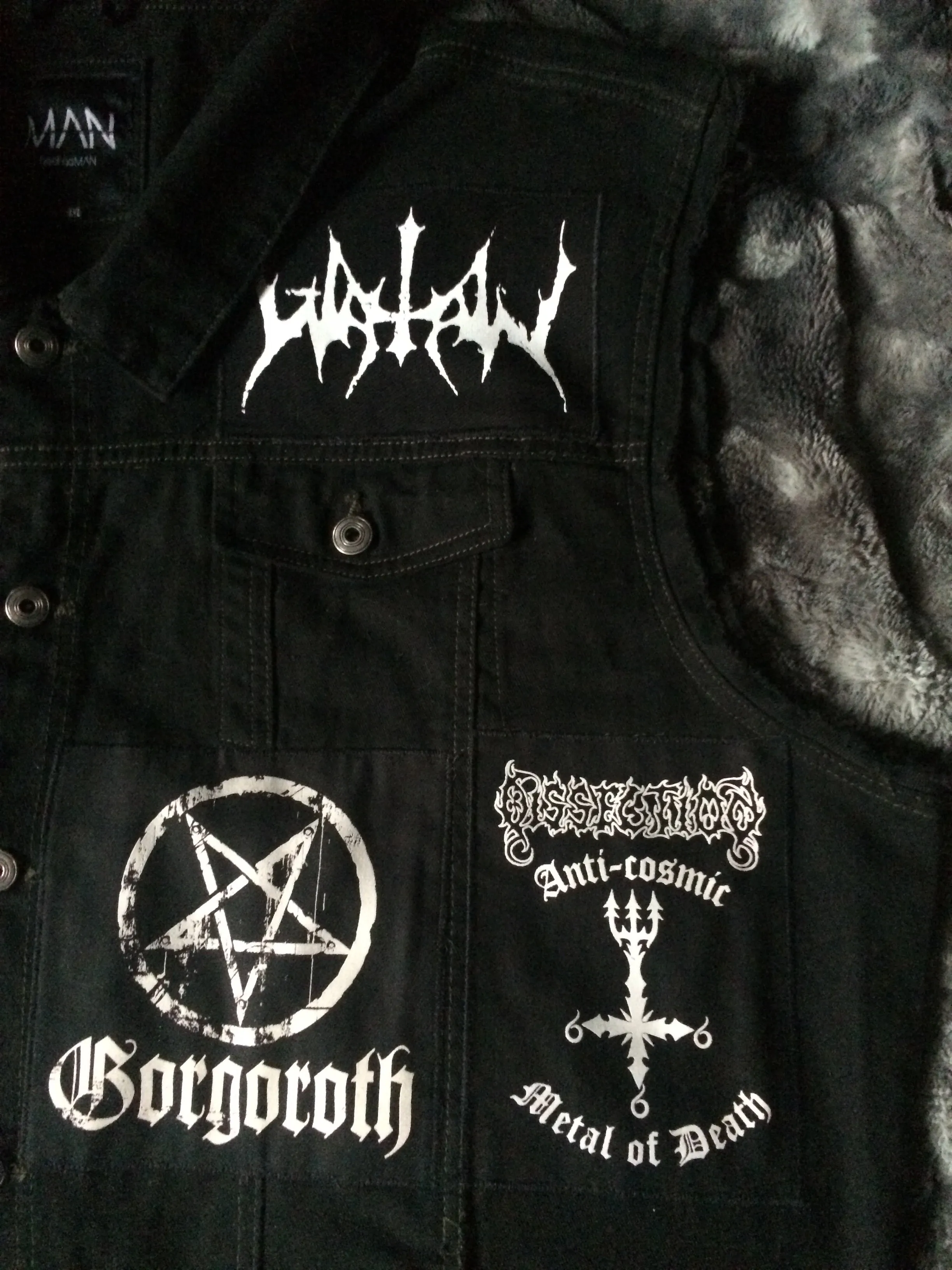 Black Metal Battle Jacket Cut-Off Denim Vest Darkthrone Watain Bathory Dissection Immortal