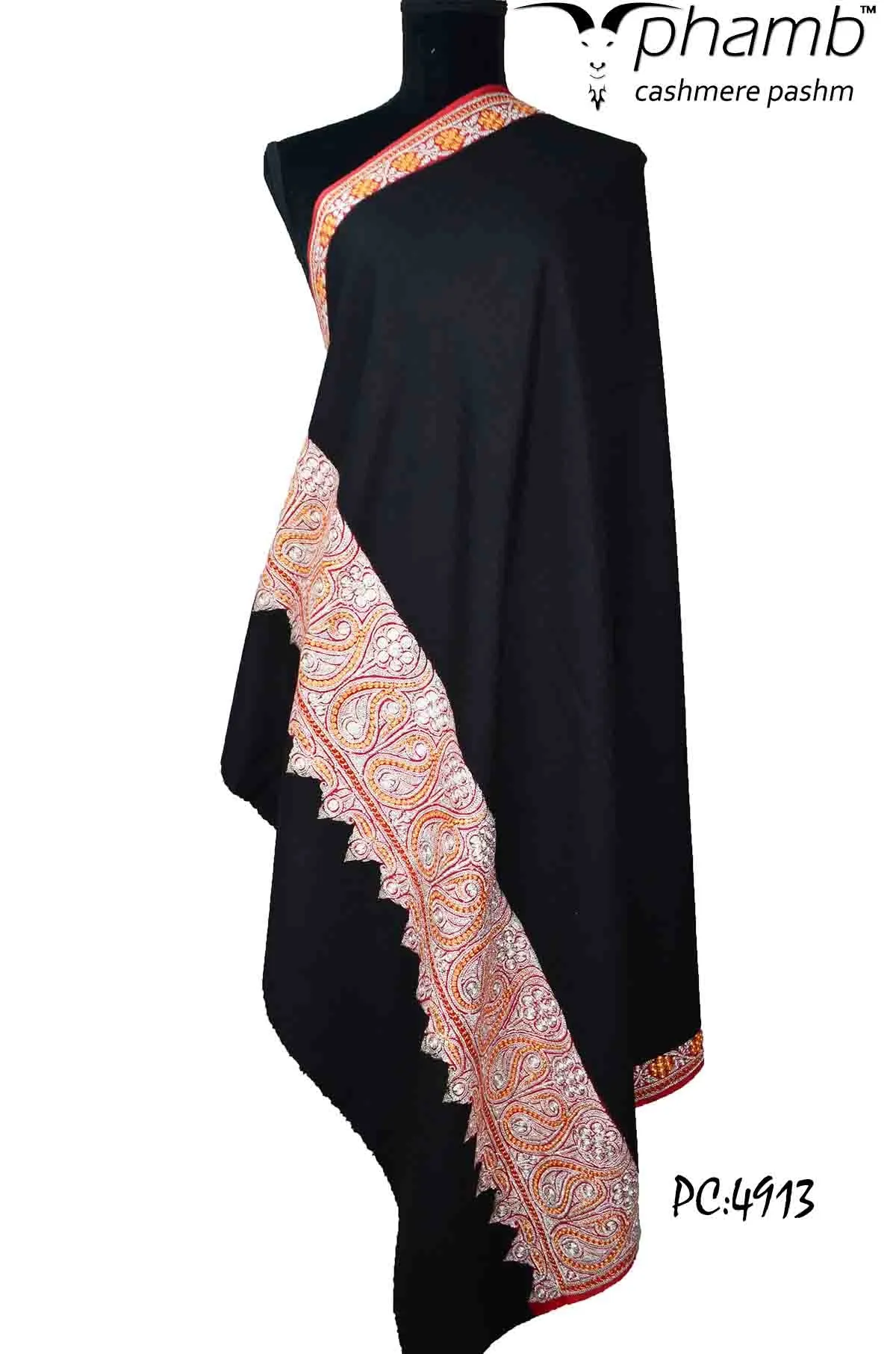 Black shawl with tilla - 4913