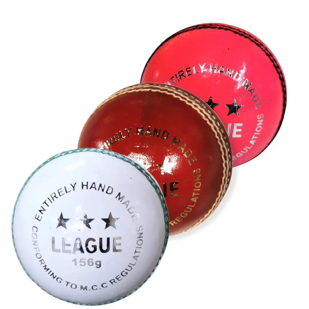 Bratla League Cricket Ball Leather Hard Ball Hand Stitched Senior