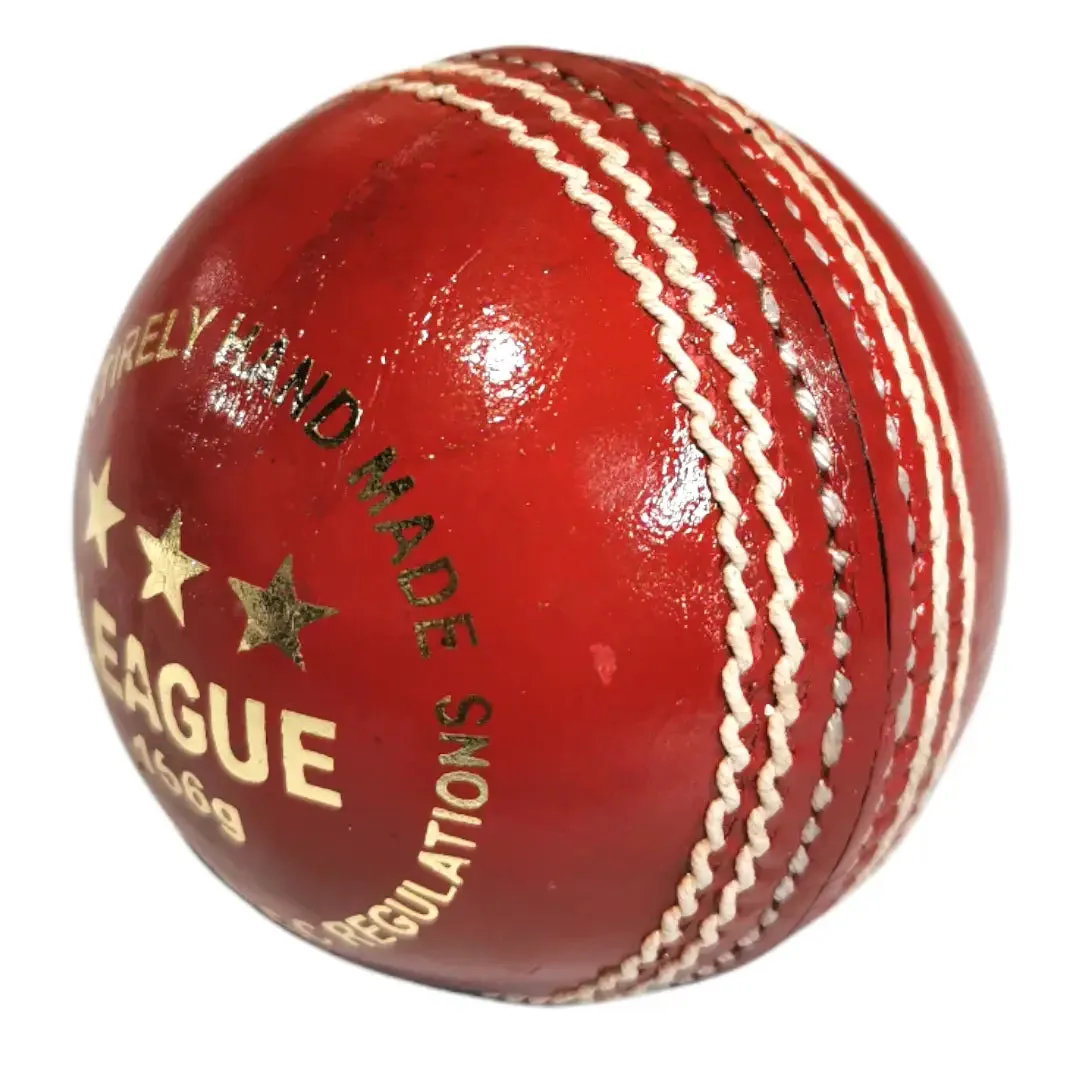 Bratla League Cricket Ball Red Leather Hard Ball Hand Stitched Pack of 6 Senior