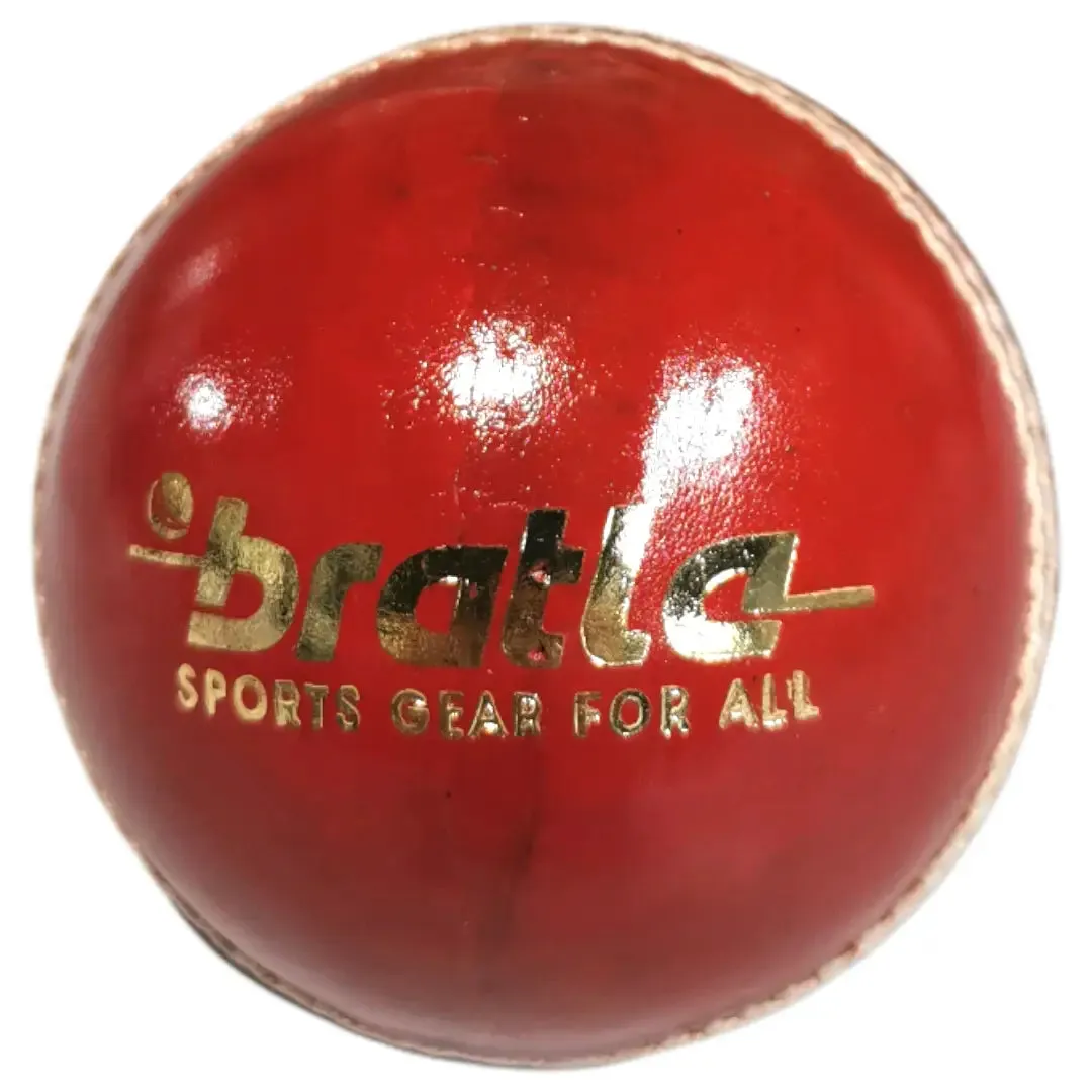 Bratla League Cricket Ball Red Leather Hard Ball Hand Stitched Pack of 6 Senior