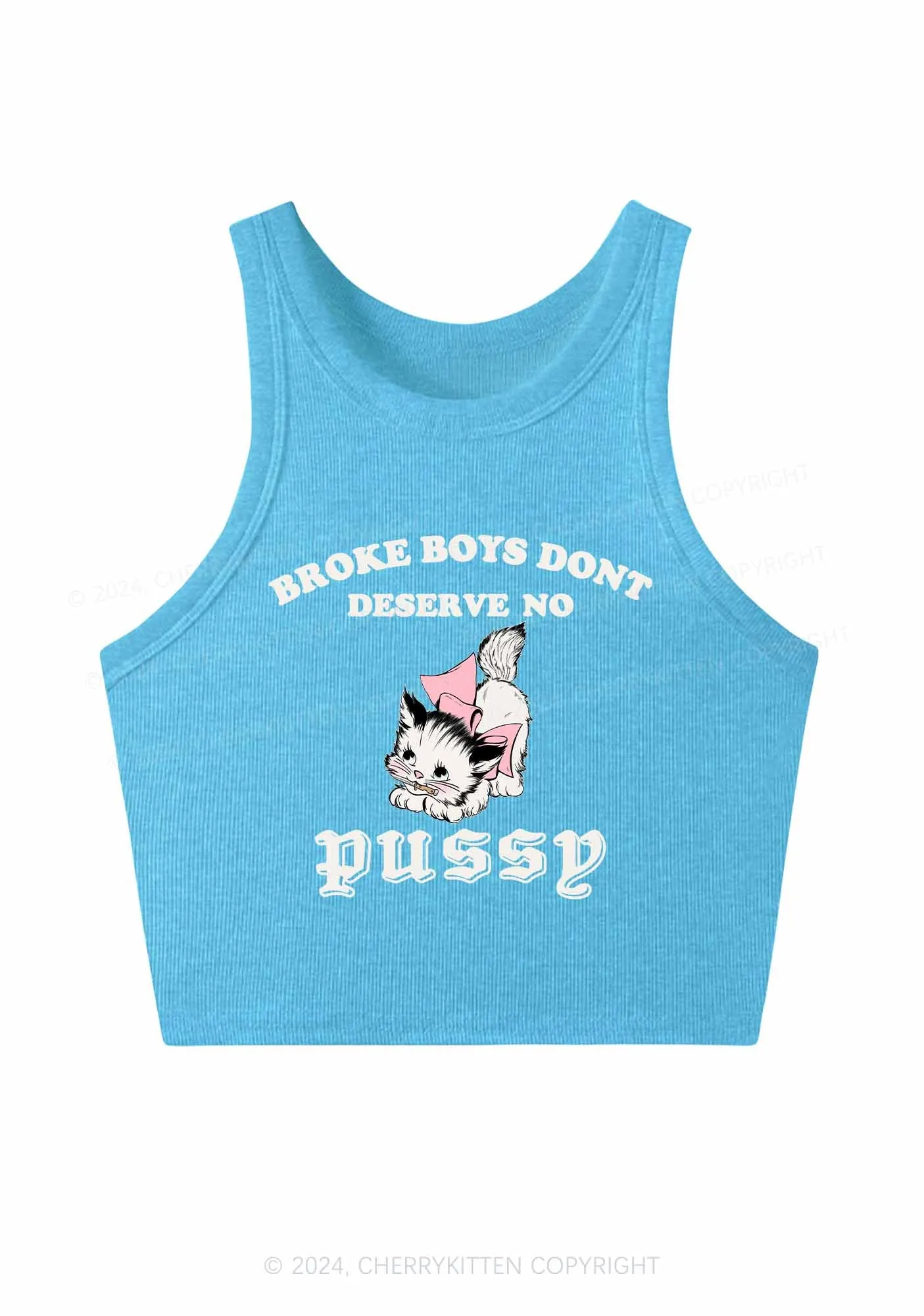 Broke Boys Pxssy Y2K Crop Tank Top Cherrykitten