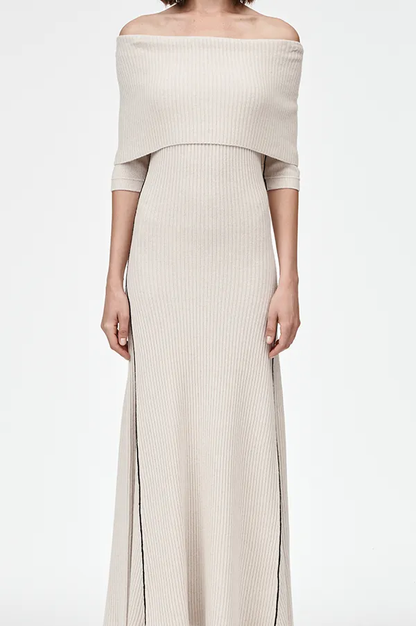 Cape Godet Dress in Crema