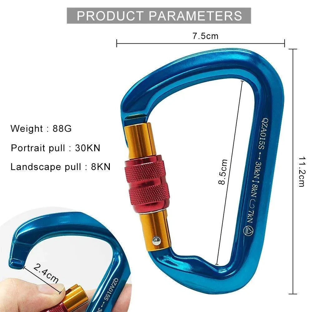 Carabiner Clip Aluminium Wiregate Heavy Duty Durable D-Ring Hooks