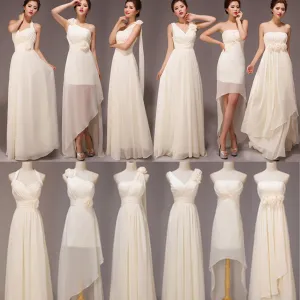 Cheap Mismatched Pretty Summer Beach Chiffon Long Different Styles A-Line Hi Low Bridesmaid Dresses, WG118