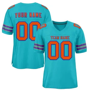 Custom Aqua Orange-Royal Classic Style Authentic Football Jersey