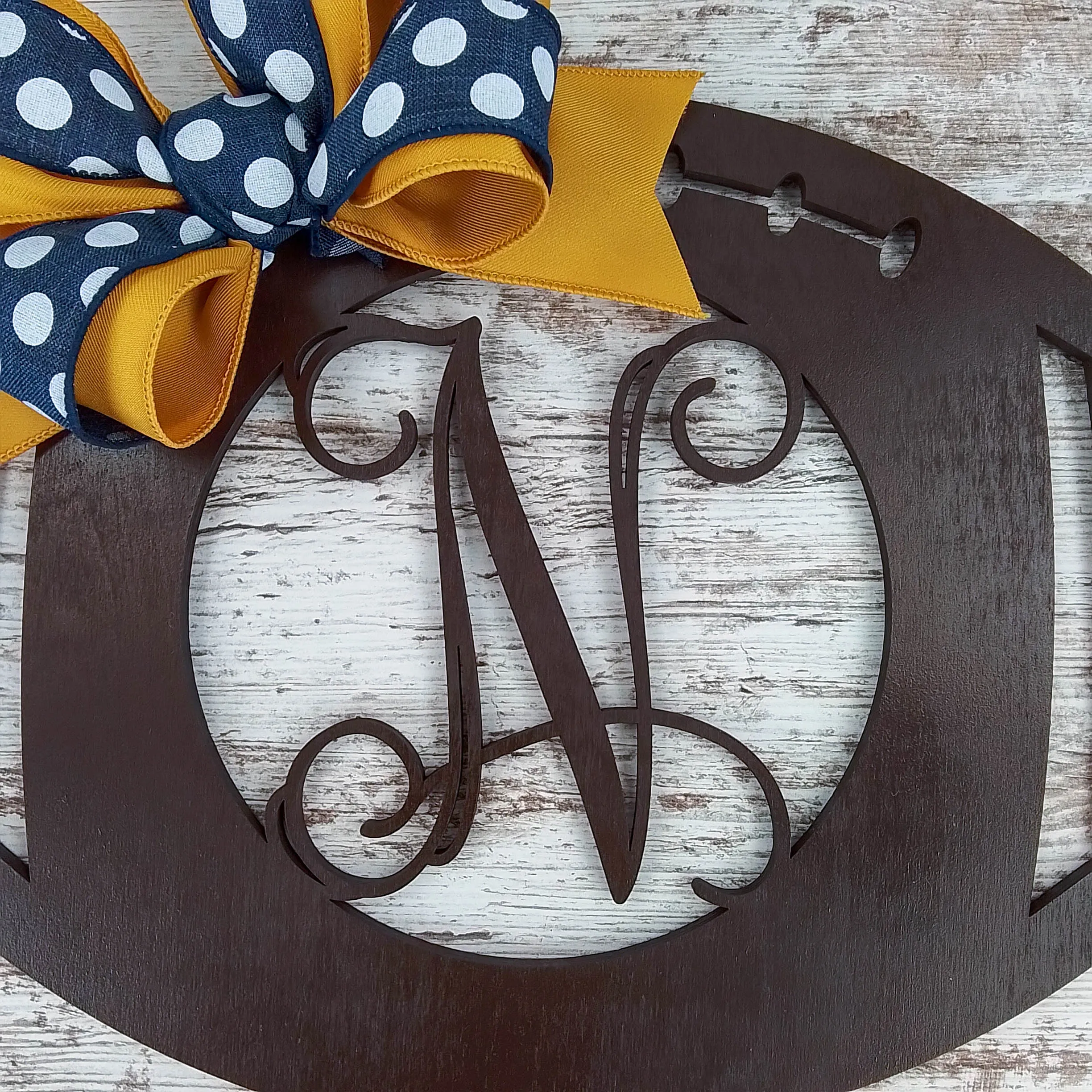 Custom Football Door Hanger, Birch Wood Monogrammed Sign, Game Day Decorative Wreath