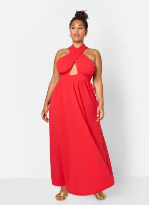 Eleanor Keyhole Skater Maxi Dress w. Pockets