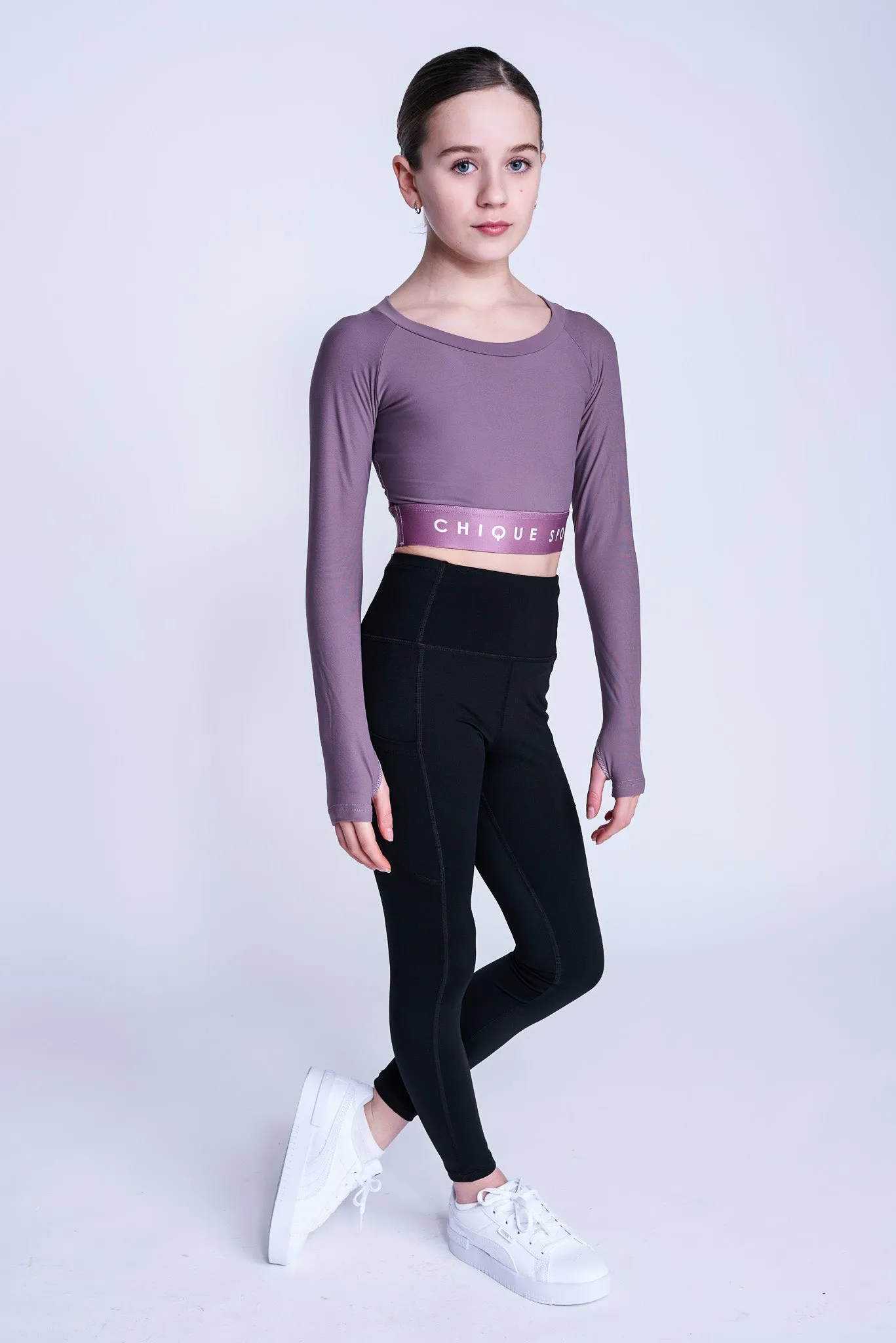 Empower Long-Sleeve Crop in Mink