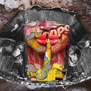 Fashion trendy cool graffiti illustration denim jacket