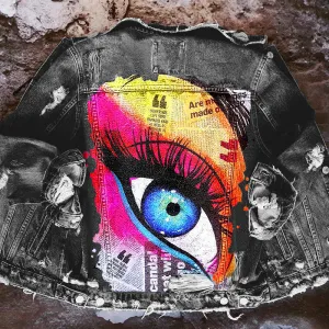 Fashion trendy cool graffiti illustration denim jacket