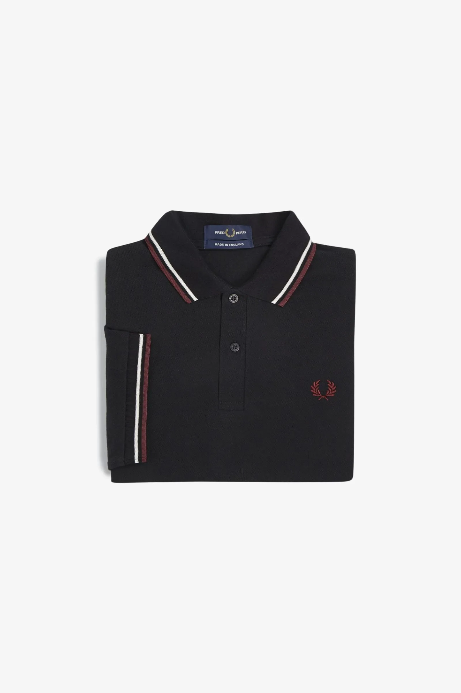 Fred Perry Twin Tipped Polo Black/Ecru/Oxblood