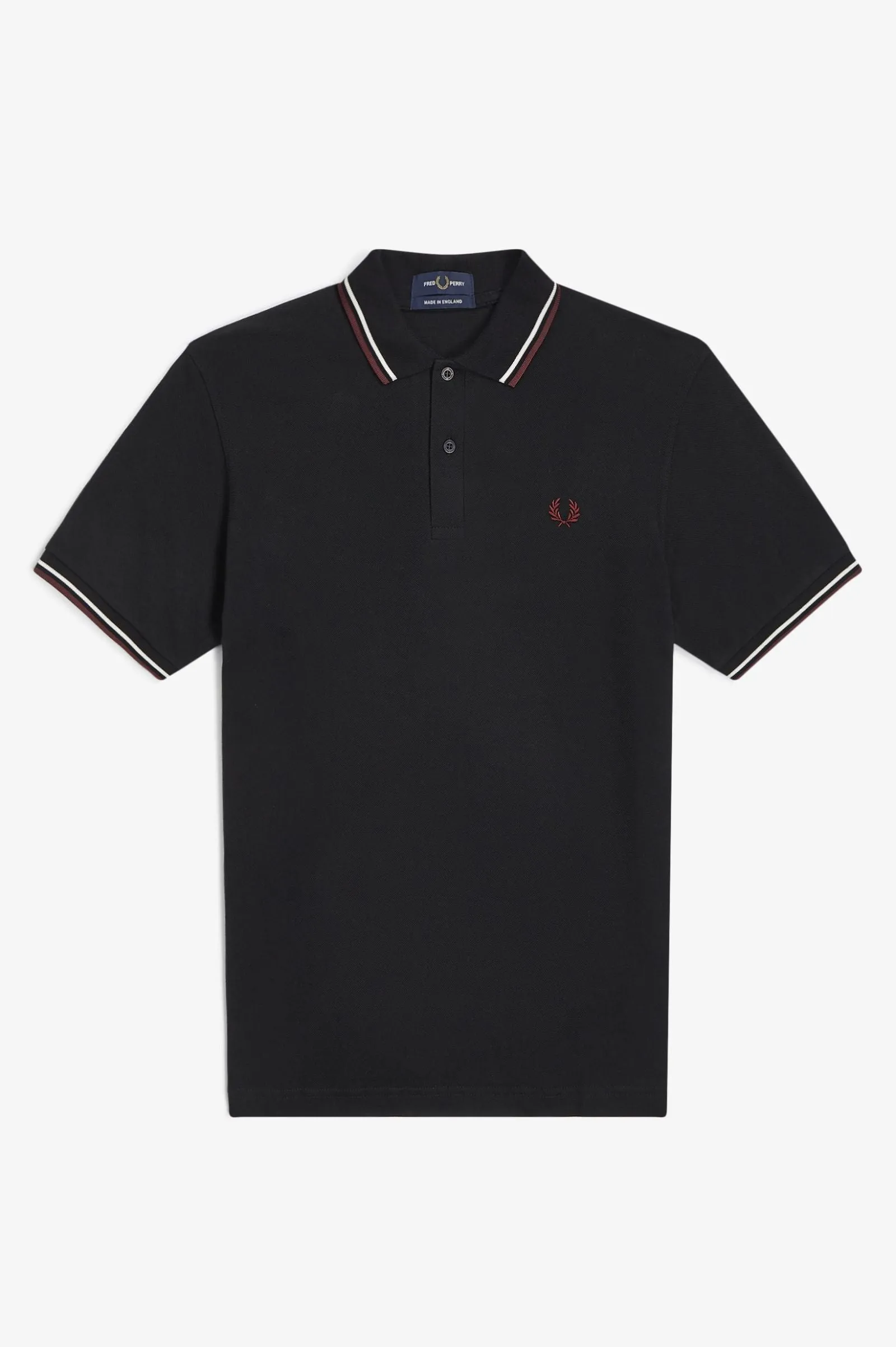 Fred Perry Twin Tipped Polo Black/Ecru/Oxblood