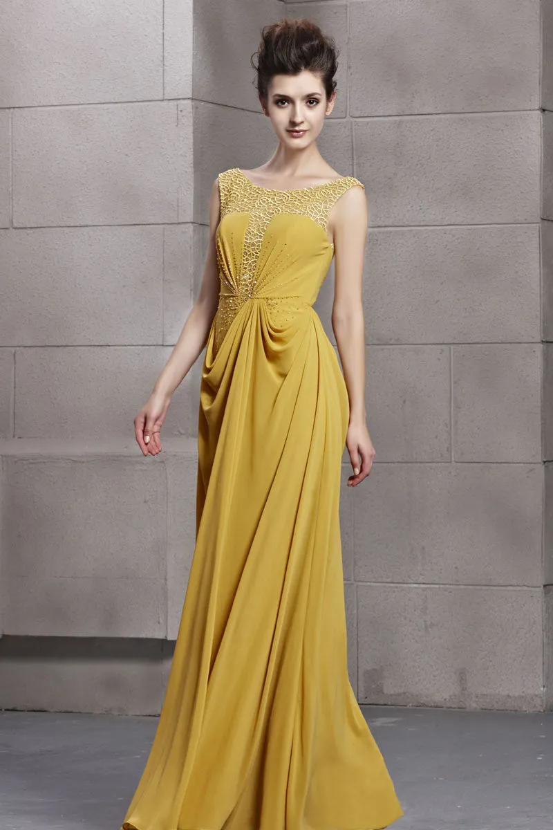 Gold Low Back Grecian Pageant Bridesmaid Evening Cocktail Dress CX830083