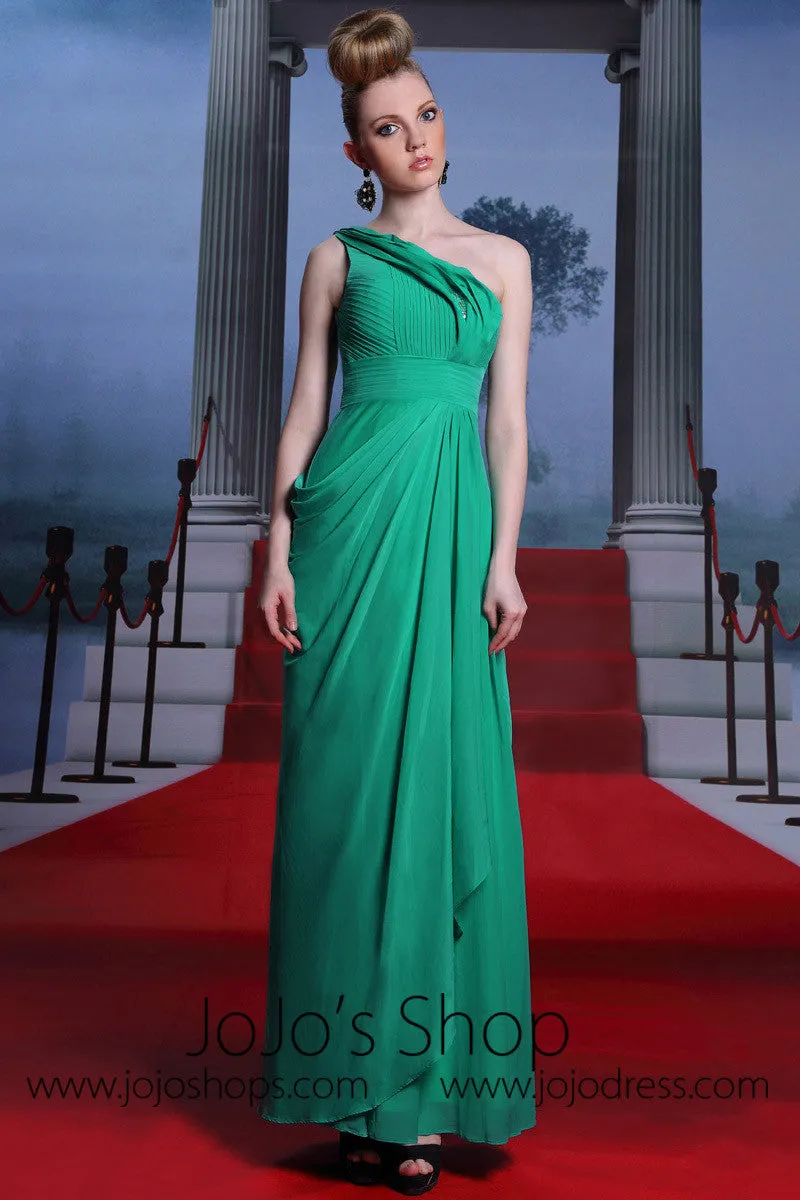 Grecian Green One Shoulder Prom Dress DQ830886