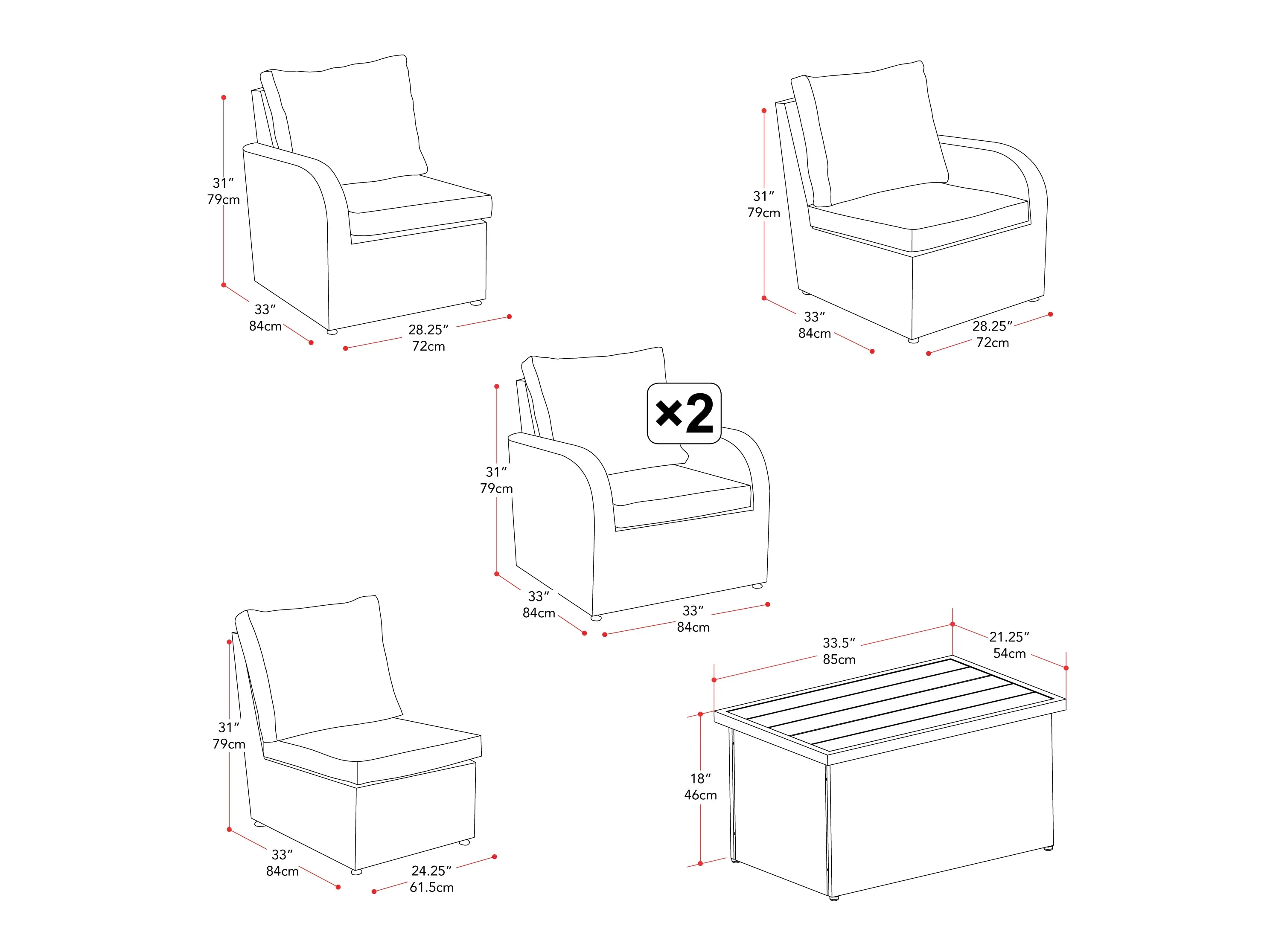 Grey 6pc Outdoor Sofa Set