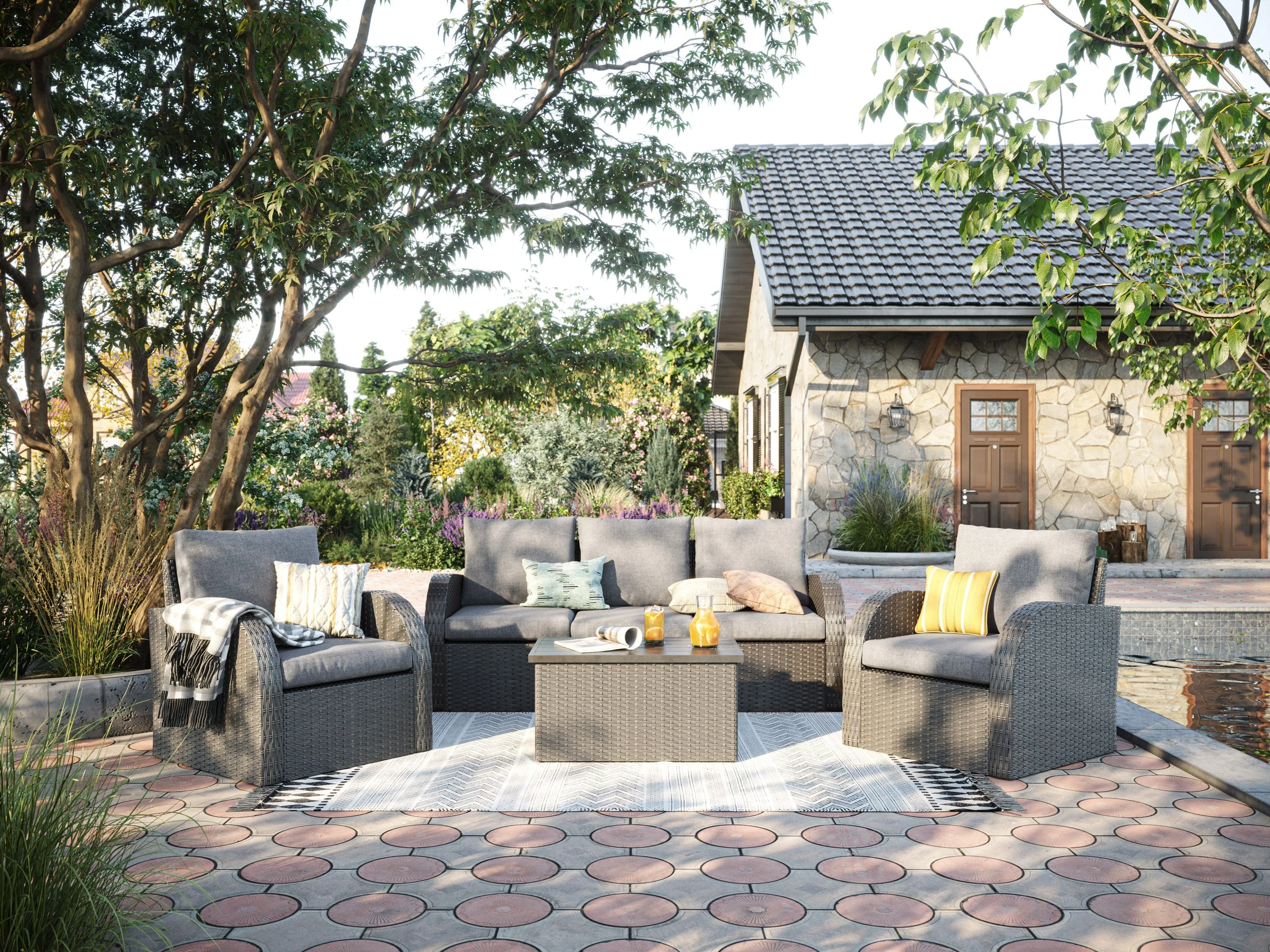 Grey 6pc Outdoor Sofa Set