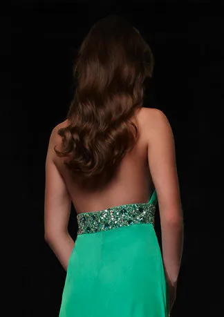 Halter Hot Green Floor Length Formal Evening Dress HB113A