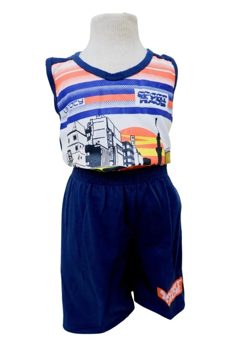 Landmark Sando And Short Set - Navy Blue