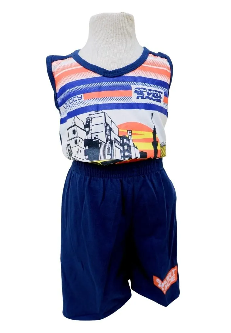 Landmark Sando And Short Set - Navy Blue