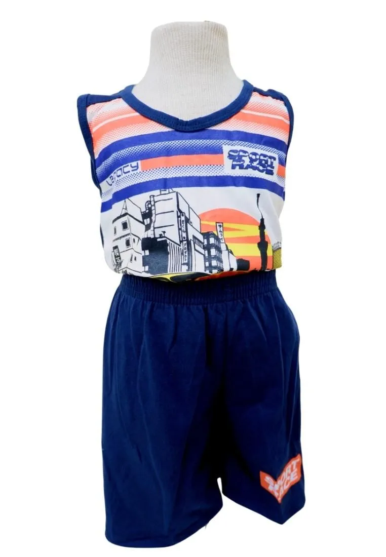 Landmark Sando And Short Set - Navy Blue