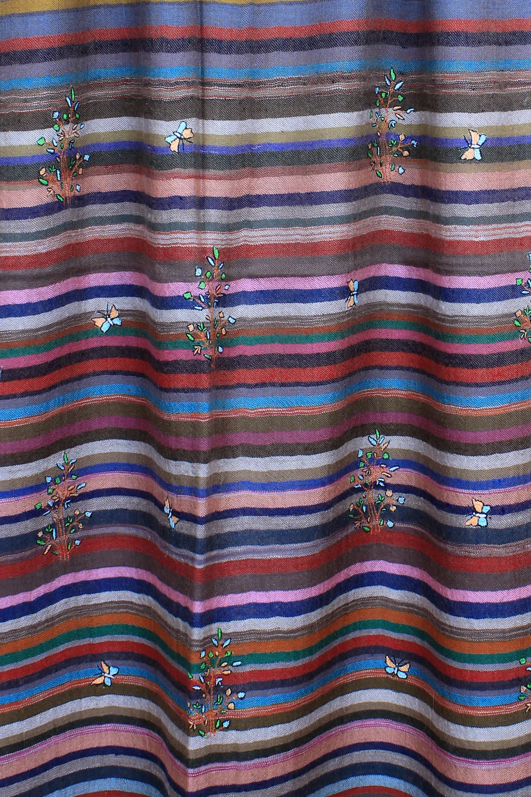 Meezan Multi Coloured Butidar Strips Cashmere Stole