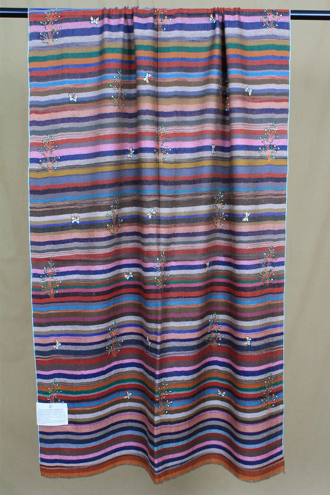 Meezan Multi Coloured Butidar Strips Cashmere Stole