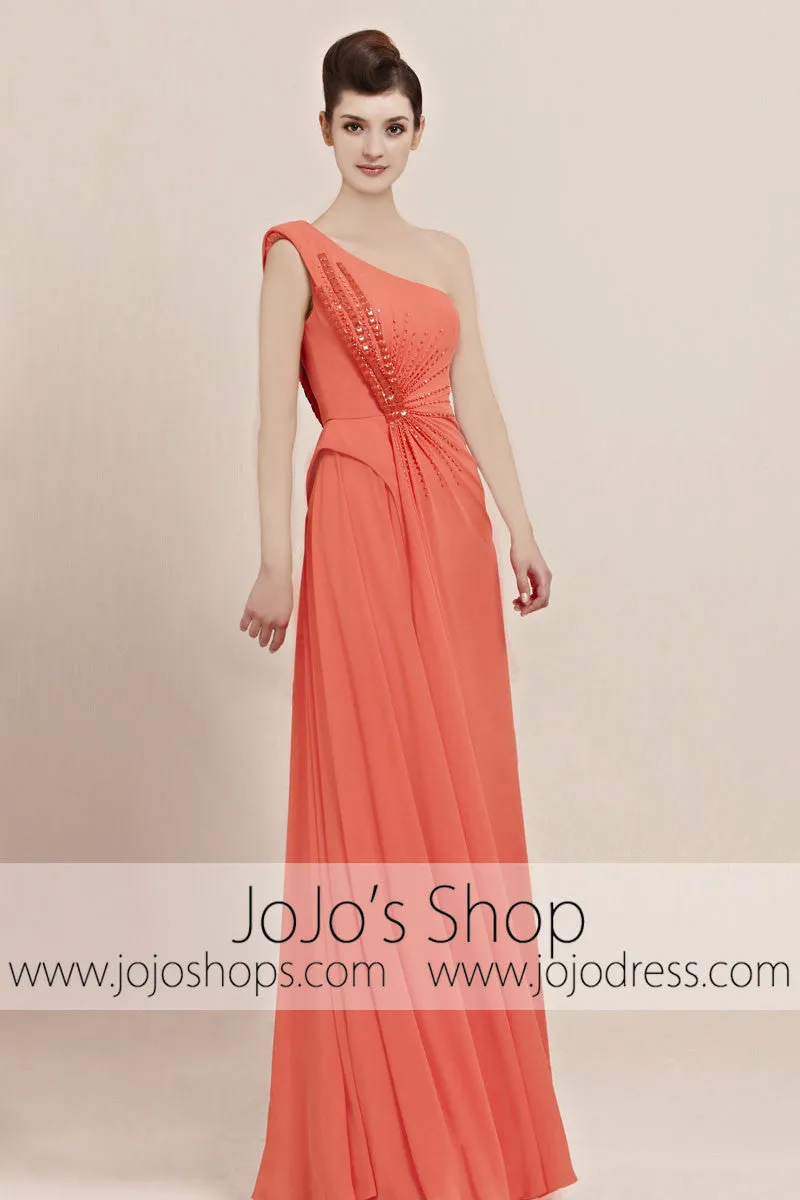 Orange One Shoulder Prom Formal Bridesmaid Evening Cocktail Dress CX830050