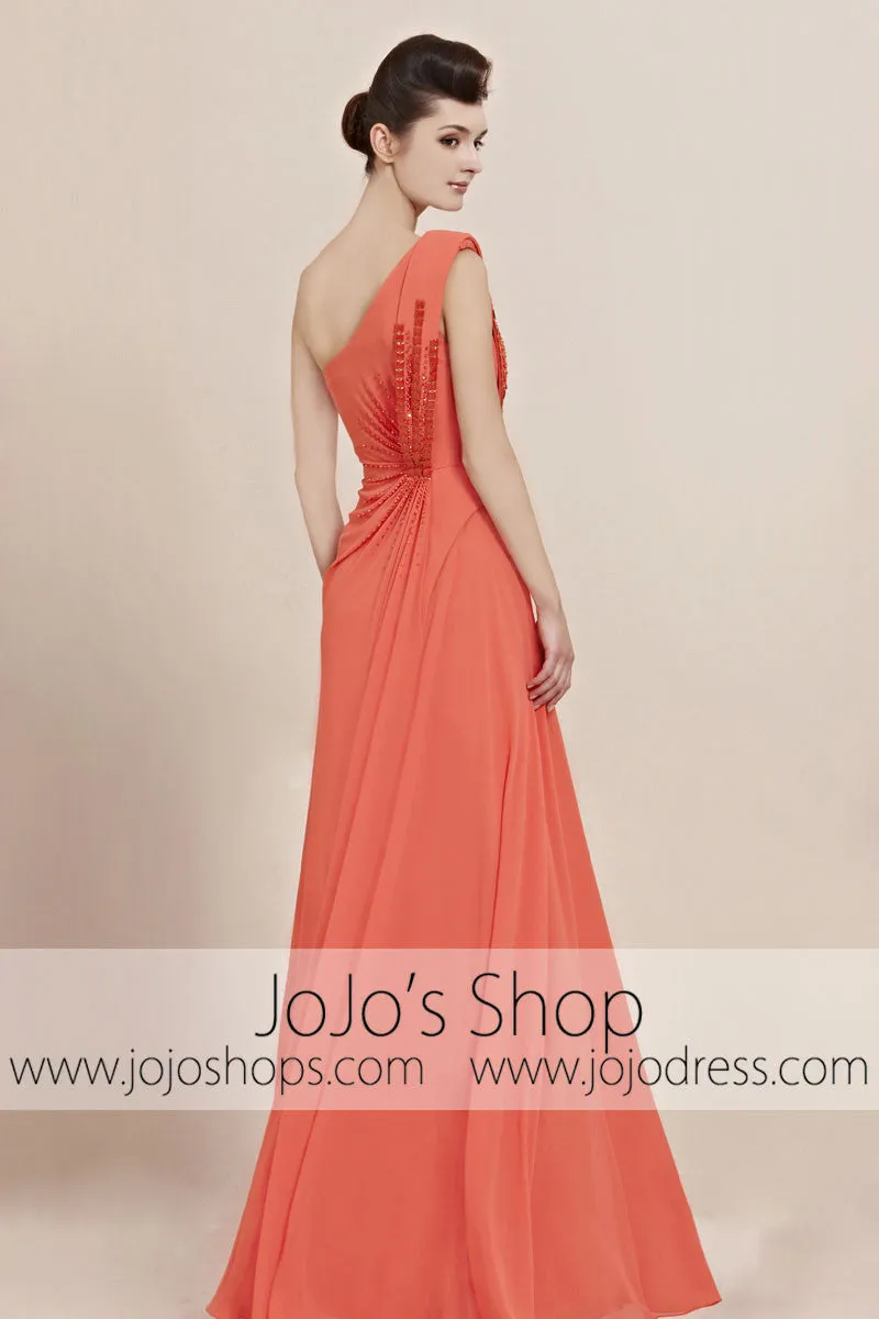 Orange One Shoulder Prom Formal Bridesmaid Evening Cocktail Dress CX830050