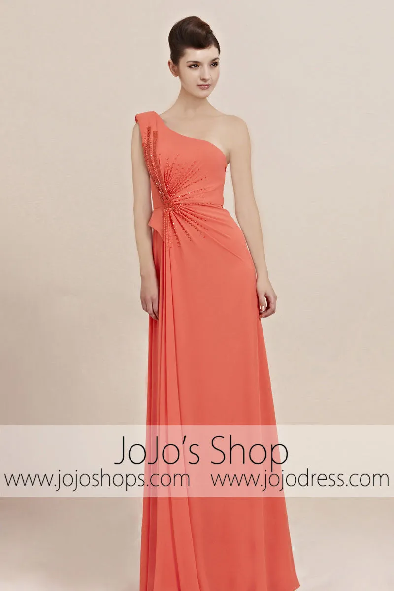 Orange One Shoulder Prom Formal Bridesmaid Evening Cocktail Dress CX830050