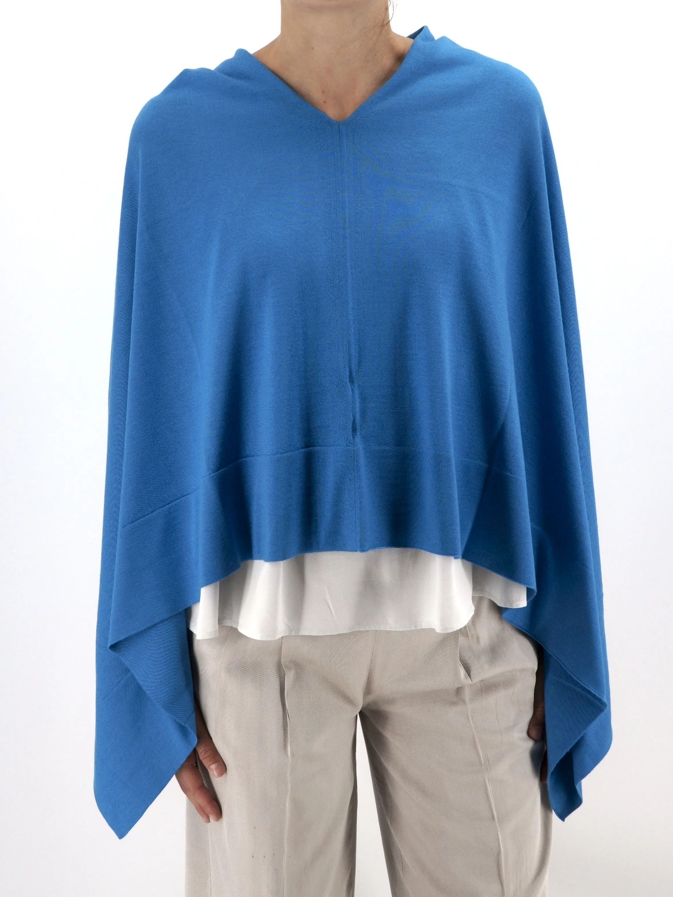 Poncho Blu Oltremare Cashmere & Seta